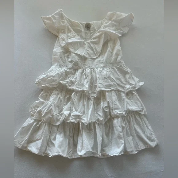 a new day | Dresses | White Ruffle Mini Dress | Poshmark